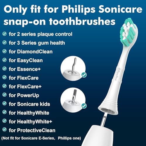 Replacement Toothbrush Heads Compatible with Philips Sonicare Protectiveclean C1 C2 4100 5100 6100 9024 6250, White, 10 Sonic Electric Brush Head (Green White, Medium)