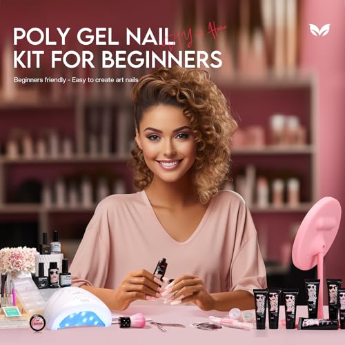 Morovan Poly Gel Nail Kit: Starter Kit 8 Pcs Poly Nail Gel Kit with U V Lamp 48W Complete Poly Gel Kit for Beginners with Everything Professional
