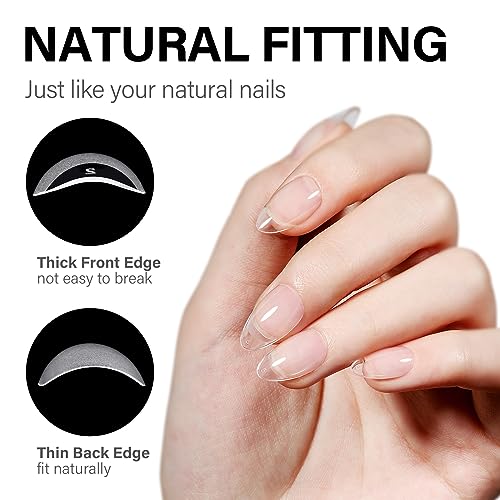 AILLSA Gel Nail Kit Short Almond Nail Tips 240pcs with 2 In 1 Nail Glue Base Coat and Nail Dehydrator, Gel Full Nail Kit with Nail Lamp Top Coat for Starters Home Salon Valentine's Day