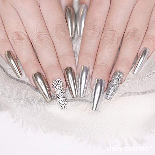 Daily Charme Chrome Effect No-Wipe Top Coat Gel Polish 15ml, High Gloss, Special Formula For Smooth Glazed Mirror Chrome Finish Long Lasting, Soak Off, Home DIY/Nail Art Salon Manicure