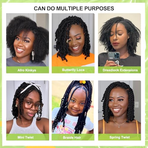poetically 16 Inch Afro Kinkys Bulk Human Hair Afro Kinky-Curly Human Hair Bundles for Mini Twist 50g/Pack Natural Black 4C Dreadlock Extensions for Permanent Sister Locs/Mini Twists/Braids/Repair