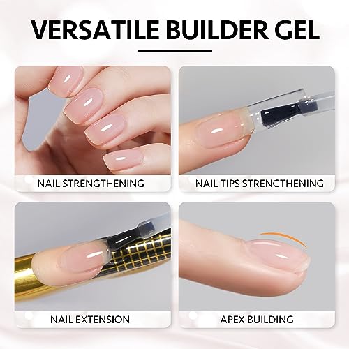 GAOY 6 Colors Builder Gel Set for Nails, Milky White Pink Nude Sheer Jelly Nail Strengthener, Soak Off Nail Extension Hard Gel, Yummy Jelly, Base Coat Top Coat Needed