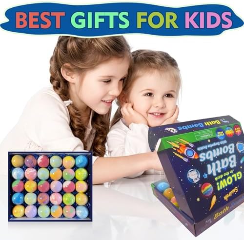 Bath Bombs for Kids with Surprise Inside, 30 Pack Kids Bath Bombs with Toys Glow in The Dark, Child-Safe Colorful Bubble Fizz Bath Ball Gift Set for Easter Egg, Birthday,Christmas