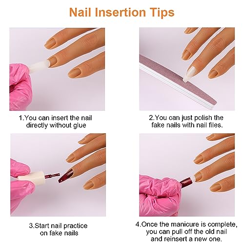 Practice Hand for Acrylic Nails with Stand Bracket, Silicone Fake Hands to Practice Fake Nails Mannequin Hand for Nails Practice and Nail Art Single Right Hand Color 4#