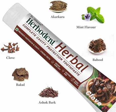 Herbodent® Herbal Clove Toothpaste - 6.53 oz Pack of 6 | Natural Herbs - Clove, Babool, Bakul and More | Daily use Toothpaste