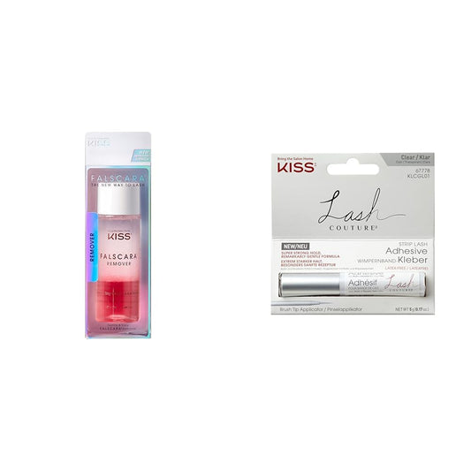 KISS Falscara Remover for Lash Adhesive, Makeup, Wisps + Lash Couture Lash Glue, Super Strong Strip Lash Adhesive, White
