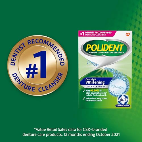Polident Overnight Whitening Denture Cleanser Tablets - 84 Count (Pack of 3)