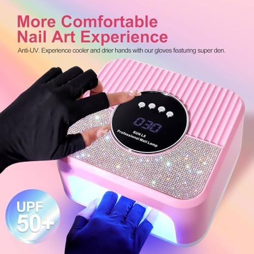 U V Light for Gel Nails, LimeGirl Nail Lamp LED Nail Lamp Professional with 4 Timer, 45 Lamp Beads and Automatic Sensor, Nail Cure Lamp for Gel Polish Acrylic Nail Powder (Pink)