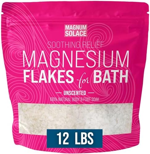 Magnesium Flakes for Bath - Magnesium Chloride Flakes Organic Pure - Unscented, 12 LBS