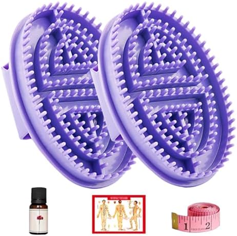 Meridian Brush Massage Brush, New Beauty Salon Professional Custom Meridian Brush, Meridian Massage Brush, Full Body Relaxation Comb, Portable Body Handheld Wood Therapy Massage Tools (Light Purple)