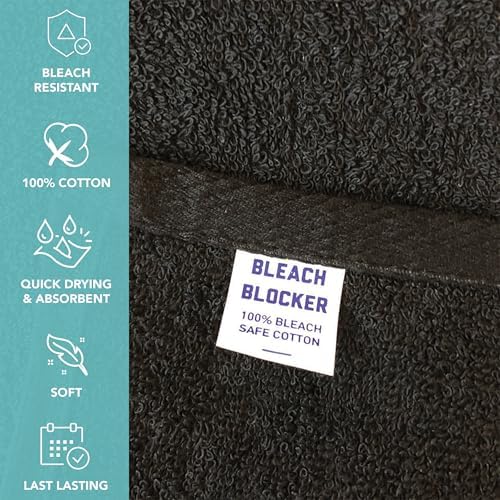 Arkwright Bleach Proof Salon Towels - Pack of 12 - Highly Absorbent, 100% Cotton, Quick Dry Spa Face Towel for Hair Stylist, Barber, Pedicure, and Esthetician, 16 x 27 in, Black