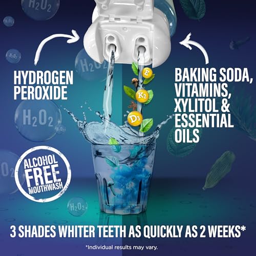 GuruNanda Teeth Whitening Dual Barrel Oxyburst Mouthwash - Alcohol & Fluoride Free, Hydrogen Peroxide to Promote Whiter Teeth - Wild Mint - 3x20 Fl Oz