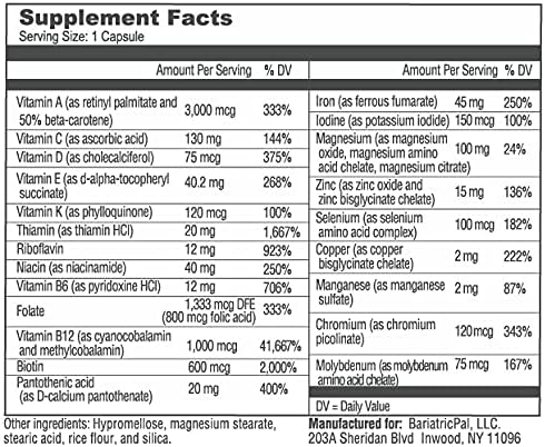 BariatricPal 90-Day Bariatric Vitamin Bundle (Multivitamin ONE 1 per Day! Capsule with 45mg Iron and Calcium Citrate Soft Chews 500mg with Probiotics - Strawberry Twist)