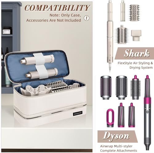 Double Layer Storage Case For Shark Flexstyle, Travel Carrying Case For Shark 430/440 Flexstyle, Organizer Bag For Shark Flexstyle/Dyson Airwrap Styler Attachments