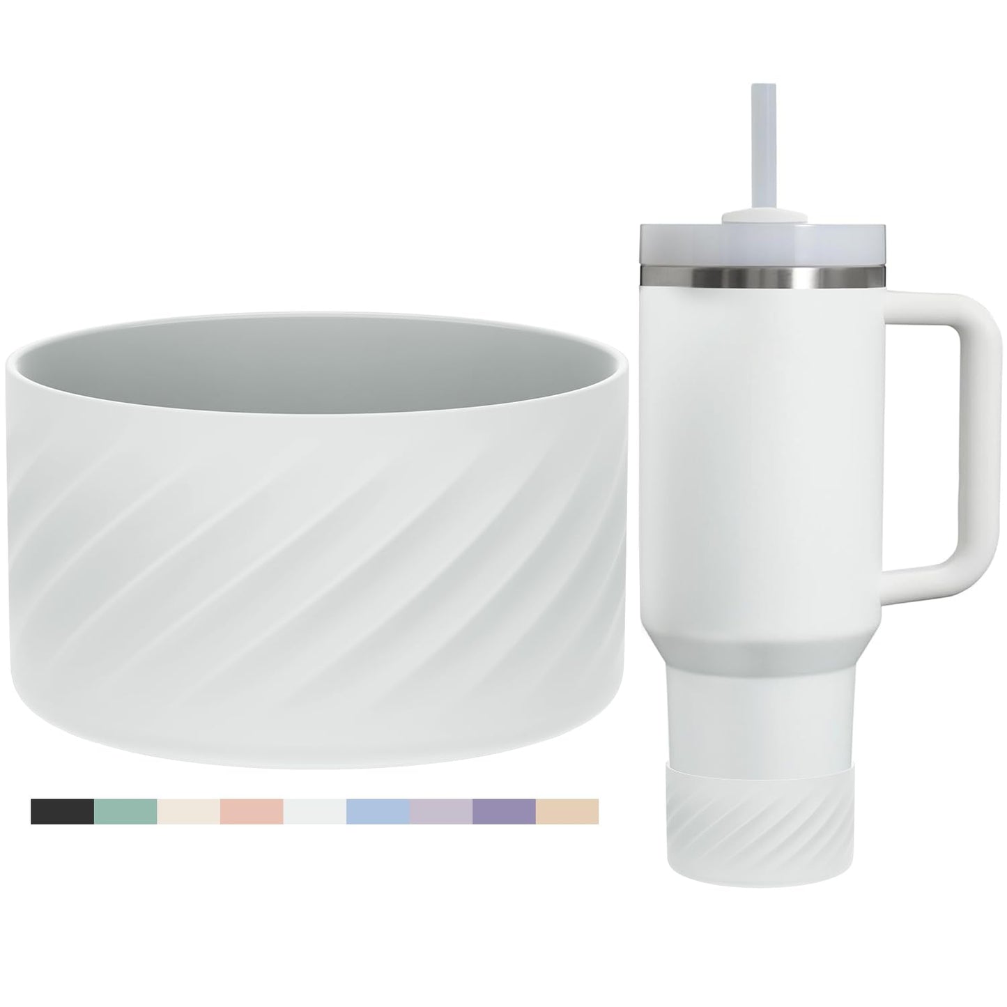 Affute Protective Silicone Boot for Stanley Quencher H2.0 40 oz & IceFlow Flip 20 oz 30 oz and hydroflask 12-24 oz, Anti-Slip Bottle Bottom Sleeve Cover (Frost)