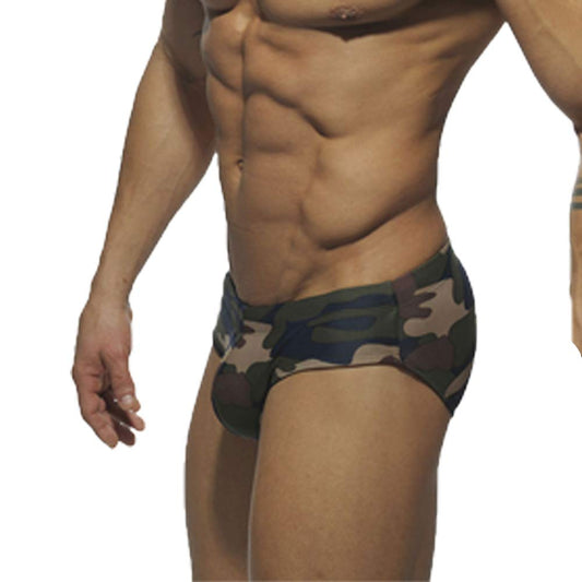 sandbank Men's Fashion Camo Swimsuit Bikini Briefs with Adjustable Drawstring with Cup