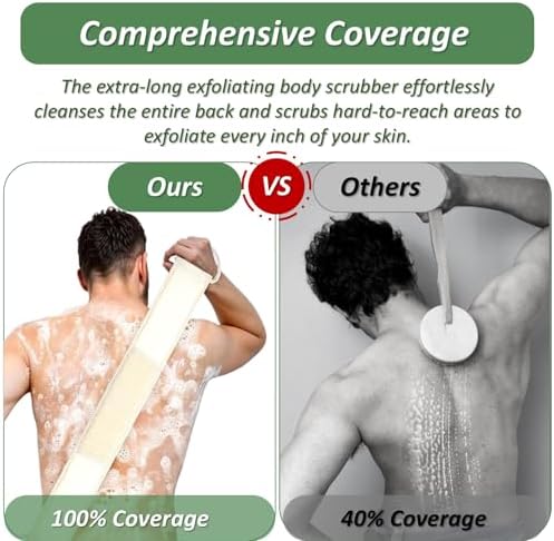 Natural Loofah Exfoliating Body Scrubber for Men and Women, Loofah with Handle, Exfoliating Back Scrubber for Shower Set, Luffa Sponge to Clean & Relax Your Body Deeply (2 Pack)