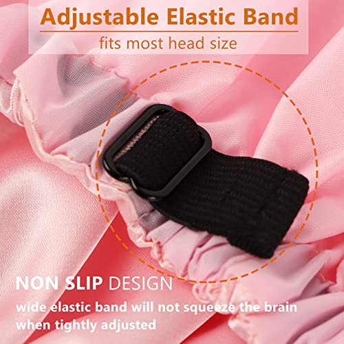Adjustable Shower Caps for Women Reusable Waterproof Satin Lining Extra Large Shower Cap for Women and Men Long Hair Braids Curly Hair (Xl,Pink)