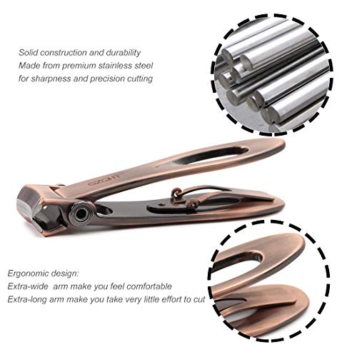 SZQHT Ultra Wide Jaw Opening Toenail Clippers Nail Clippers for Thick Nails Cutter for Ingrown Manicure Set,Pedicure Kit,Men & Women (Bronze)