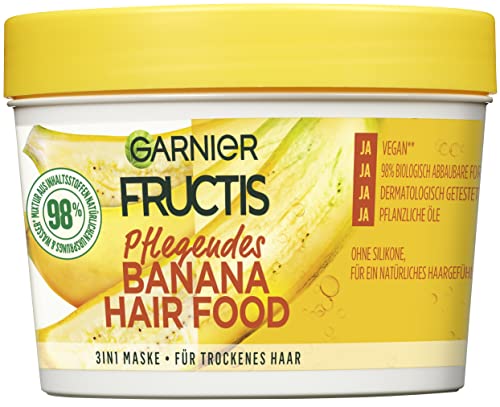 Garnier Fructis Nourishing Banana Hair Food, 3-in-1 Mask for Dry Hair, Nourishes and Gives Smoothness, 390 ml