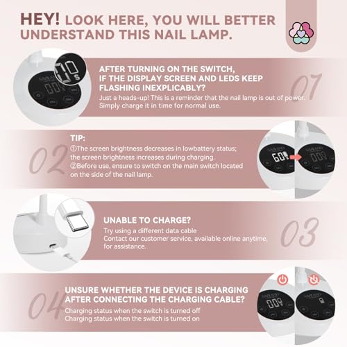 SAVILAND 30W U V Nail Lamp: Gel Nail Lamp Cordless U V Light for Gel Nails Smart Sensor LED Flash Cure Lamp lampara led para uñas Profesional Gooseneck U V Nail Light Nail Salon Home DIY Manicure