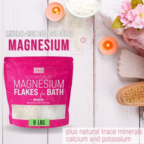 Magnesium Flakes for Bath - Magnesium Chloride Flakes Organic Pure - Unscented, 8 LBS