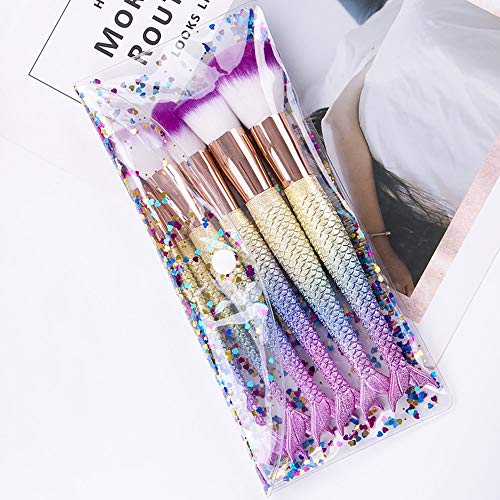 6 Pieces Mermaid Makeup Brush Set Lovely Makeup Brush Kit for Girls Portable Beauty Cosmetic Tools Women Cosmetic Concealer Brush