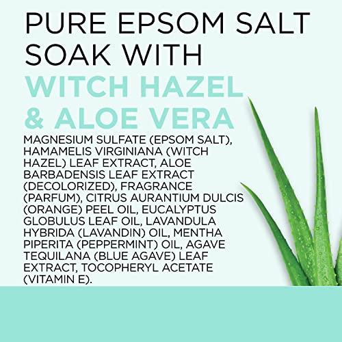 Dr Teal's Pure Epsom Magnesium Salt Soak, Clarify & Smooth with Witch Hazel & Aloe Vera, 3 lbs (Pack of 4)