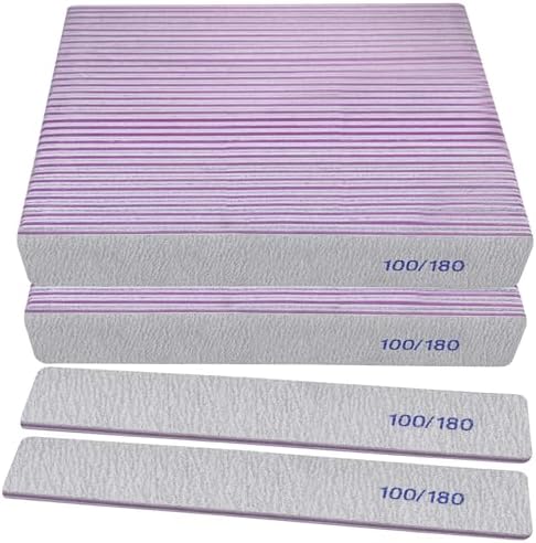 Nail Files (50 Pack), 100/180 Grit Emery Boards Nail File for Natural Nails and Acrylic Nails, Double Sided Emory Boards limas para unas acrilicas Profesional Fingernail Filer Reusable Manicure Gray