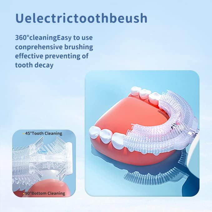 Kids Electric Toothbrushes u Shaped - Rechargeable Rocket Toothbrush, Electric Toothbrushes for Boys Age 2-6 2 Mins Timer, 6 Modes, 4 Brush Heads.