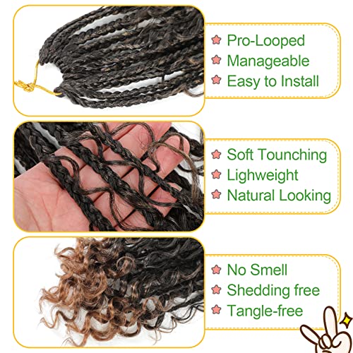 Fulcrum Goddess Box Braids Crochet Hair 12 Inch, 9 Packs Box Braids Crochet Hair for Women, Crochet Braids with Curly Ends (12Inch, T30#)