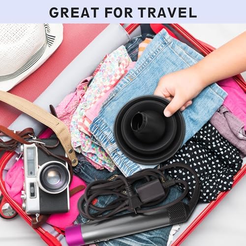 KingKam Upgraded Diffuser Attachment for Dyson Airwrap, Collapsible Foldable Hair Diffuser Nozzle for Airwrap, Converts for Dyson Airwrap to Hair Dryer, Travel and Portable - Black