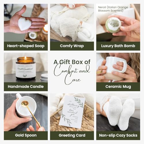 Sympathy Gift Basket for Women-Get Well Soon, Comfort Gifts for Grieving Friends, Women Birthday Gifts, Condolence-Encouragement Gift for Sick Friends and Loved One's, Get Well Soon Care Package