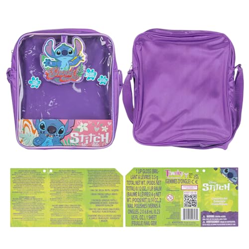Disney Lilo and Stitch Makeup Filled Shoulder Bag Includes Lip Gloss, Nail Polish, Hair Bow & More! for Girls, Ideal for Ages 3 and Up Perfect for Parties & Makeovers by Townley Girl