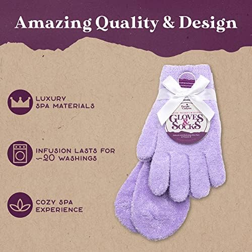 Moisturizing Socks and Gloves Set | Purple Fuzzy Socks and Gloves with Aloe and Vitamin E for Women | Women's Gifts for Self-Care