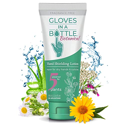 Gloves In A Bottle – Shielding Lotion for Dry Skin, Hand Lotion Travel Size, Protects & Restores Dry Cracked Skin (3.4 Fl Oz (Pack of 1), Botanical)