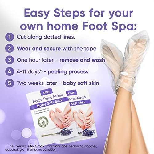 Foot Peel Mask - Foot Mask for Baby Soft Skin - Remove Dead Skin, Dry, Cracked Feet & Callus, Foot Spa, Made with Aloe Vera Extract for Women and Men (5 Pairs Lavender)