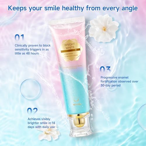 Advanced Niacinamide Whitening Toothpaste - Brightens Teeth Safely, Strengthens Enamel & Provides 24-Hour Fresh Breath Fluoride-Free Formula is Suitable for Sensitive Teeth