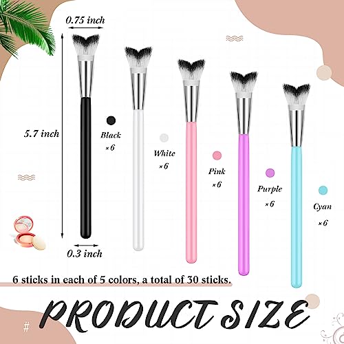 Mifoci 30 Pcs Curved Fluffy Lash Cleaning Brush Eyelash Extension Shampoo Brushes Swoop Eyelash Cleanser Brush Soft Makeup Removal Bath Tools for Home and Salon Use, 5 Colors