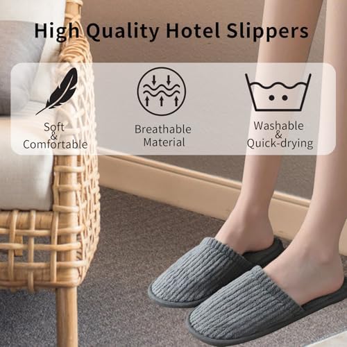Disposable Slippers for Guests, 10 Pairs - Coral Fleece Hotel, Non-Slip SPA Slippers, Unisex Washable Reusable for Hotel & Travel Guests