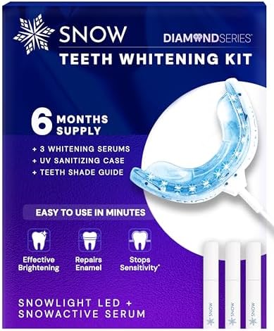 Snow Teeth Whitening Kit - Snow Teeth Whitening Serum and LED Mouthpiece Whitener, Formulated with Hydroxyapatite, Good for 6 Months - Wired Kit with 3 Wands