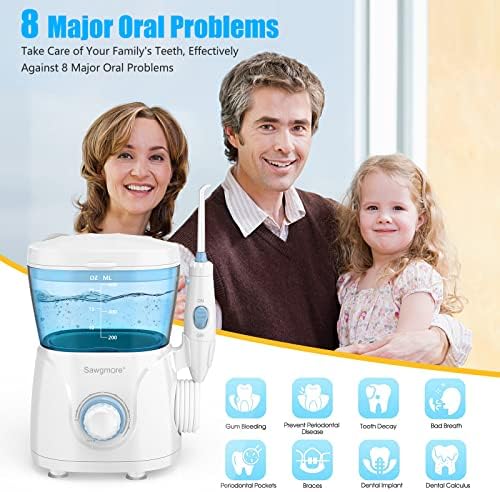FC166 Water Flosser for Teeth/Braces, 600 ml Large Capacity, 10 Adjustable Pressures,8 Home Nozzles Professional Oral Irrigator for Teeth Clean(White)