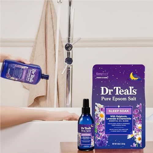 Dr Teal's Foaming Bath with Pure Epsom Salt, Sleep Blend with Melatonin, Lavender & Chamomile Essential Oils, 34 fl oz (Pack of 2)
