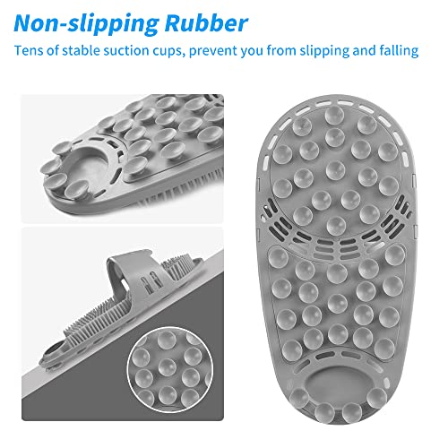 Silicone Shower Foot Scrubber Personal Foot Massage and Cleaning with Soft Silicone Bristles and Non-Slip Suction Cups, Foot Scrubbers for Use in Shower Men and Women (1PCS Gray)