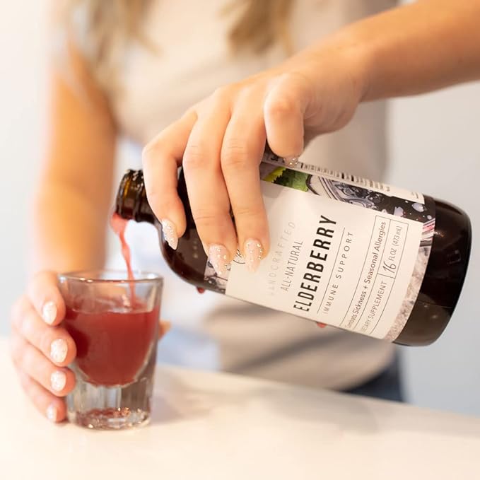 Rowe Casa Organics - Elderberry Immune Support, All Natural Elderberry Syrup with Antioxidants, Zinc and Vitamin C, for Kids and Adults (16 Fl Ounces)