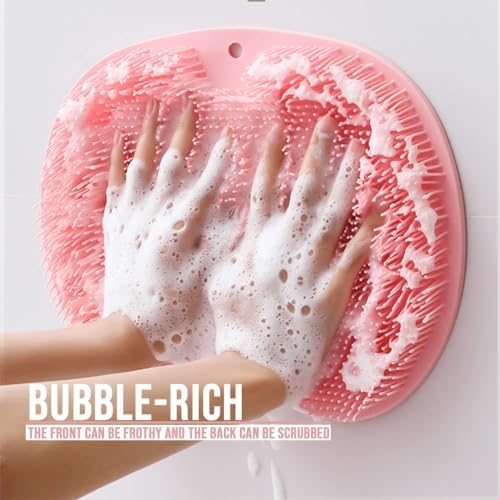 Shower Foot and Back Scrubber Massage Pad, Wall-Mounted Back Scrubber with Non-Slip Suction Cups, Bathroom Shower Foot Scrubber Mat Exfoliating Bath for Women and Men (Blue)