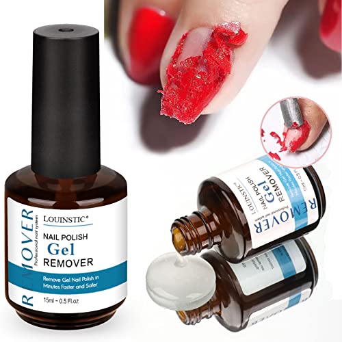 LOUINSTlC Gel Nail Polish Remover 2 Pack, Gel Polish Remover 3-5 Minutes Easy & Quick, Gel Remover for Nails Remove, nall polish remover No Need Soaking Or Wrapping -0.5 0z