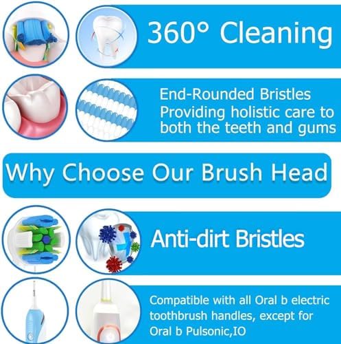 Replacement Brush Heads Compatible with Oral B Braun Electric Toothbrush - Floss Toothbrush Head Fits for Oral B Pro 1000 Genius Smart Series (12 Pack)