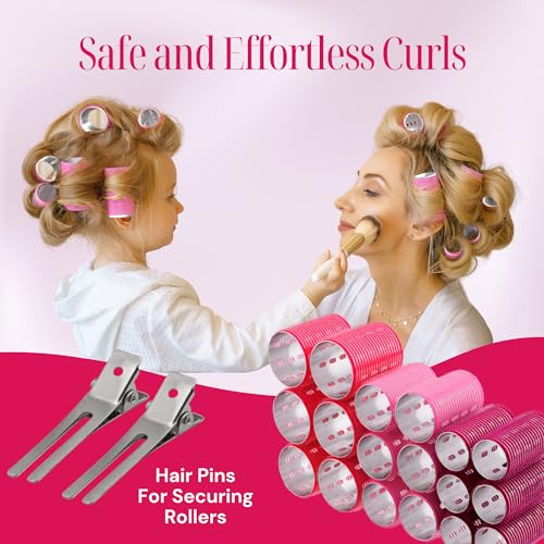 Thermal Rollers for Hair - 37pc Set - 18 Self-Grip Hair Rollers with 18 Clips and Styling Comb - Aluminum Thermal Hair Rollers for Volume and All-Day Curls - For Short, Medium, and Long Hair (Large)