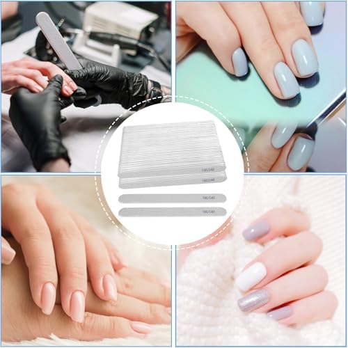 Nail File (100 Packs), Emery Boards for Nails 180/240 Grit Nail Files for Natural Nails Wood Double Sided Emory Fingernail Files Professional Reusable Manicure Pedicure limas para uñas